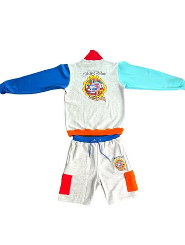 Vibrant Color Block Quarter-Zip & Shorts Set
